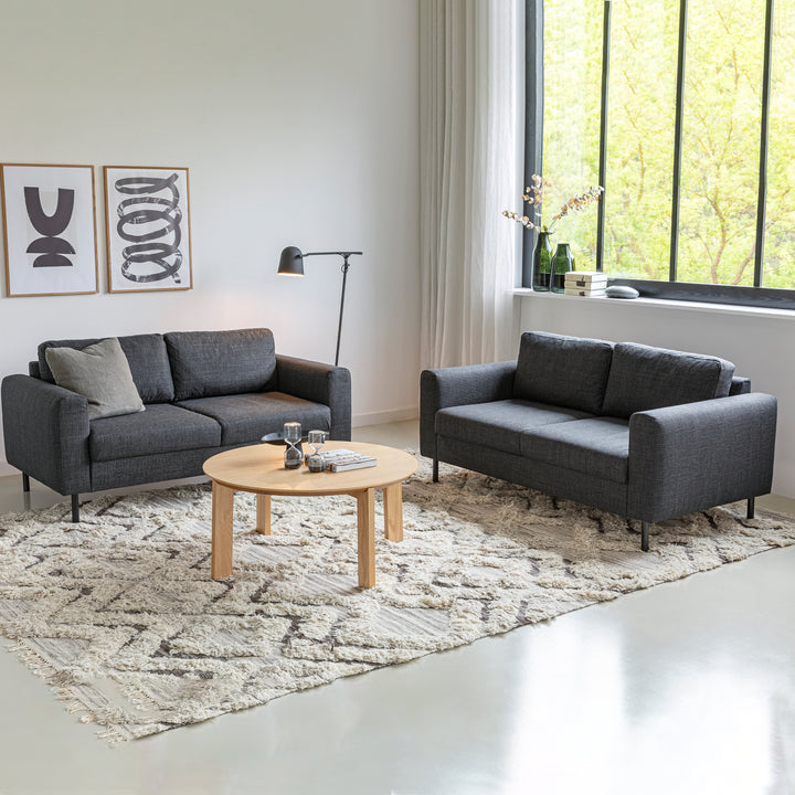 Omaha 2.5+2.5-Seater Sofa in Basel Dark Grey 19 Fabric, Base Matt Black Steel