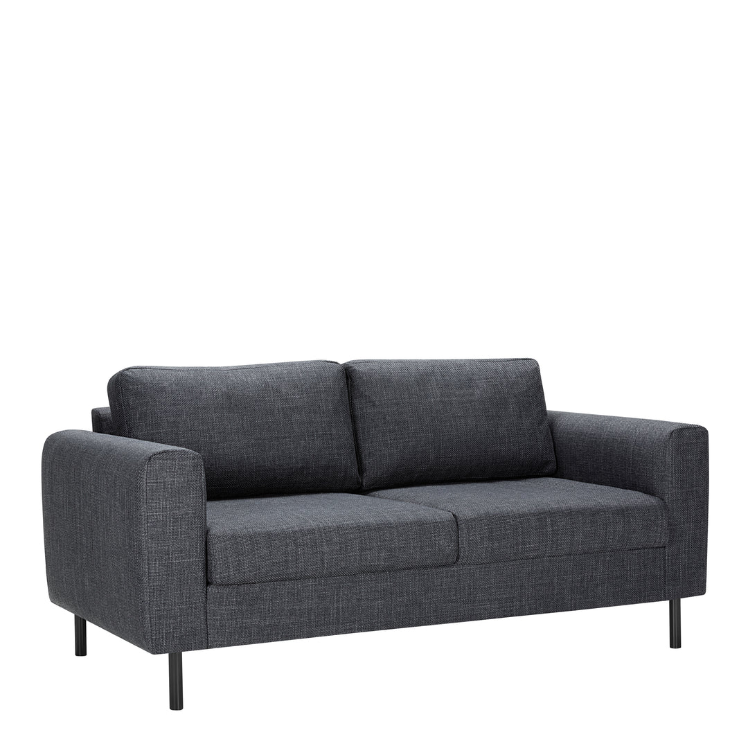 Omaha 2.5+2.5-Seater Sofa in Basel Dark Grey 19 Fabric, Base Matt Black Steel