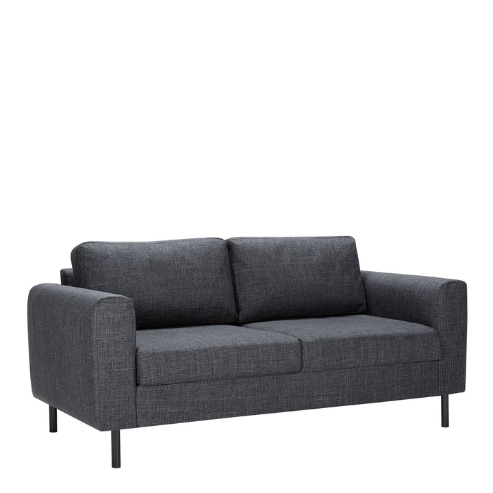Omaha 2.5+2.5-Seater Sofa in Basel Dark Grey 19 Fabric, Base Matt Black Steel