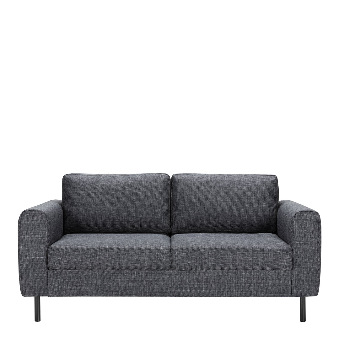 Omaha 2.5+2.5-Seater Sofa in Basel Dark Grey 19 Fabric, Base Matt Black Steel