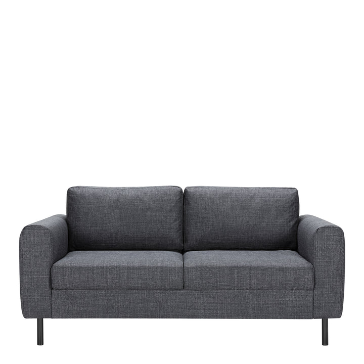 Omaha 2.5+2.5-Seater Sofa in Basel Dark Grey 19 Fabric, Base Matt Black Steel