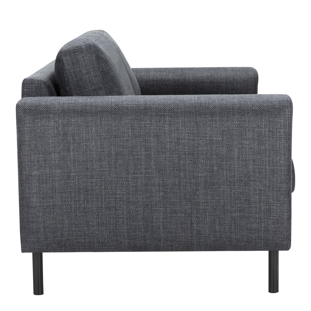Omaha 2.5+2.5-Seater Sofa in Basel Dark Grey 19 Fabric, Base Matt Black Steel