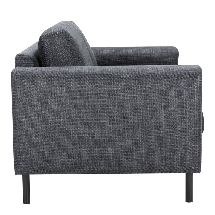 Omaha 2.5+2.5-Seater Sofa in Basel Dark Grey 19 Fabric, Base Matt Black Steel