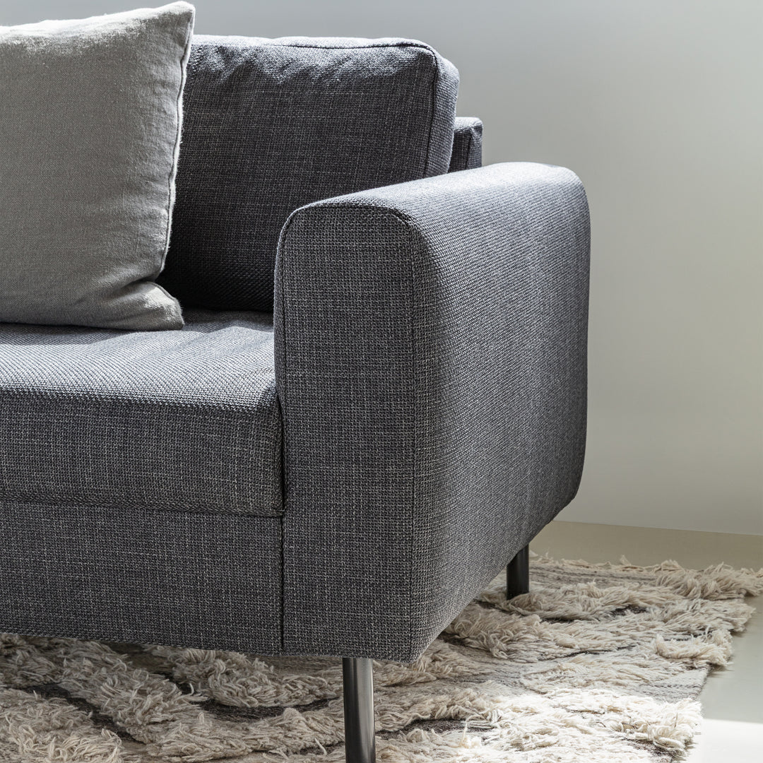 Omaha 2.5+2.5-Seater Sofa in Basel Dark Grey 19 Fabric, Base Matt Black Steel