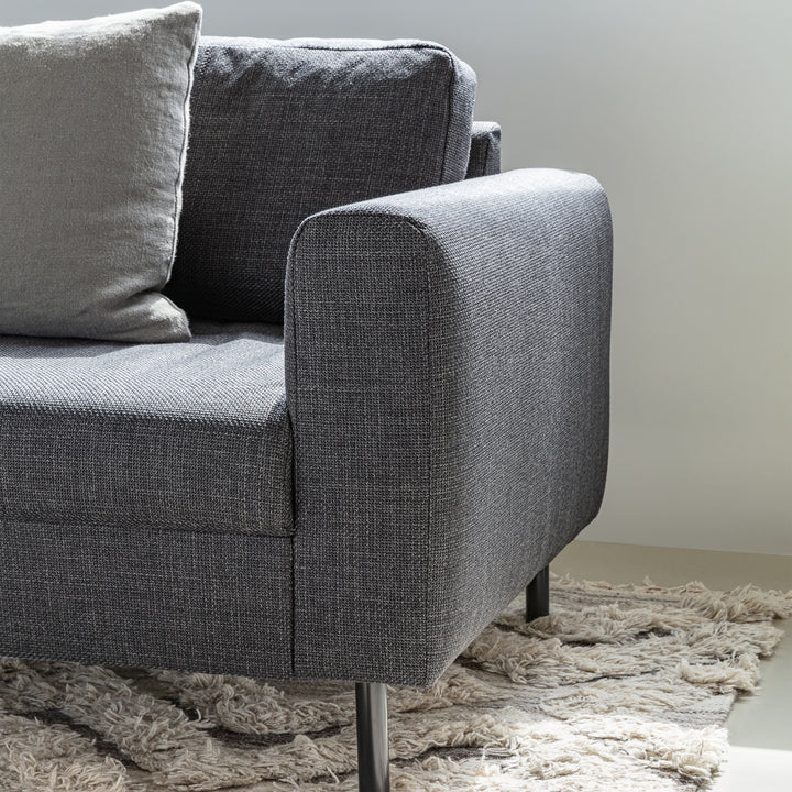 Omaha 2.5+2.5-Seater Sofa in Basel Dark Grey 19 Fabric, Base Matt Black Steel