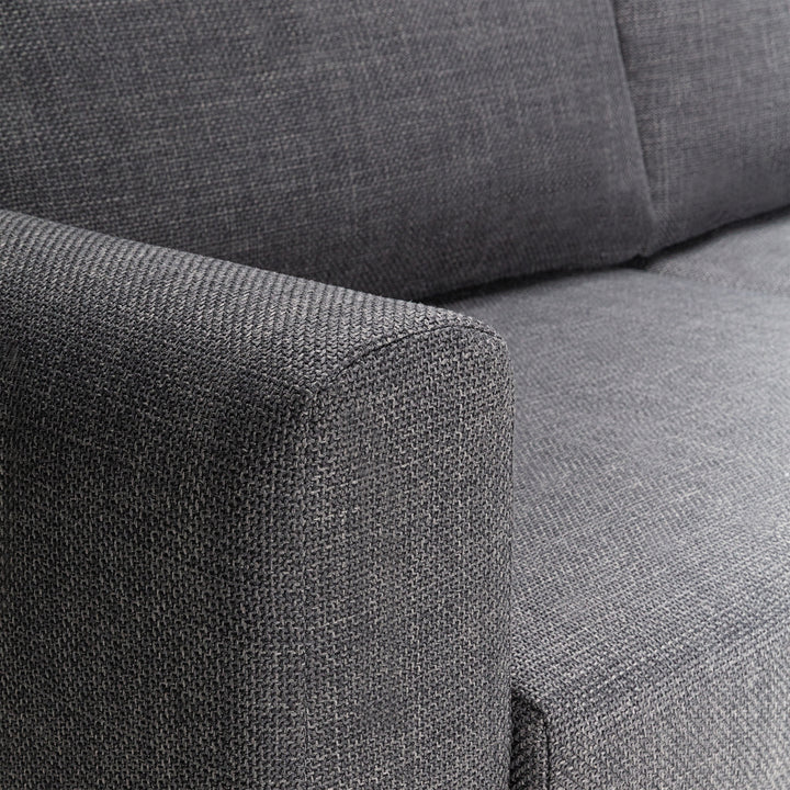 Omaha 2.5+2.5-Seater Sofa in Basel Dark Grey 19 Fabric, Base Matt Black Steel
