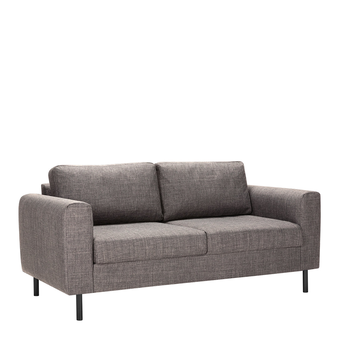Omaha 2.5+3-Seater Sofa in Basel Light Grey Brown Fabric, Base Matt Black Steel