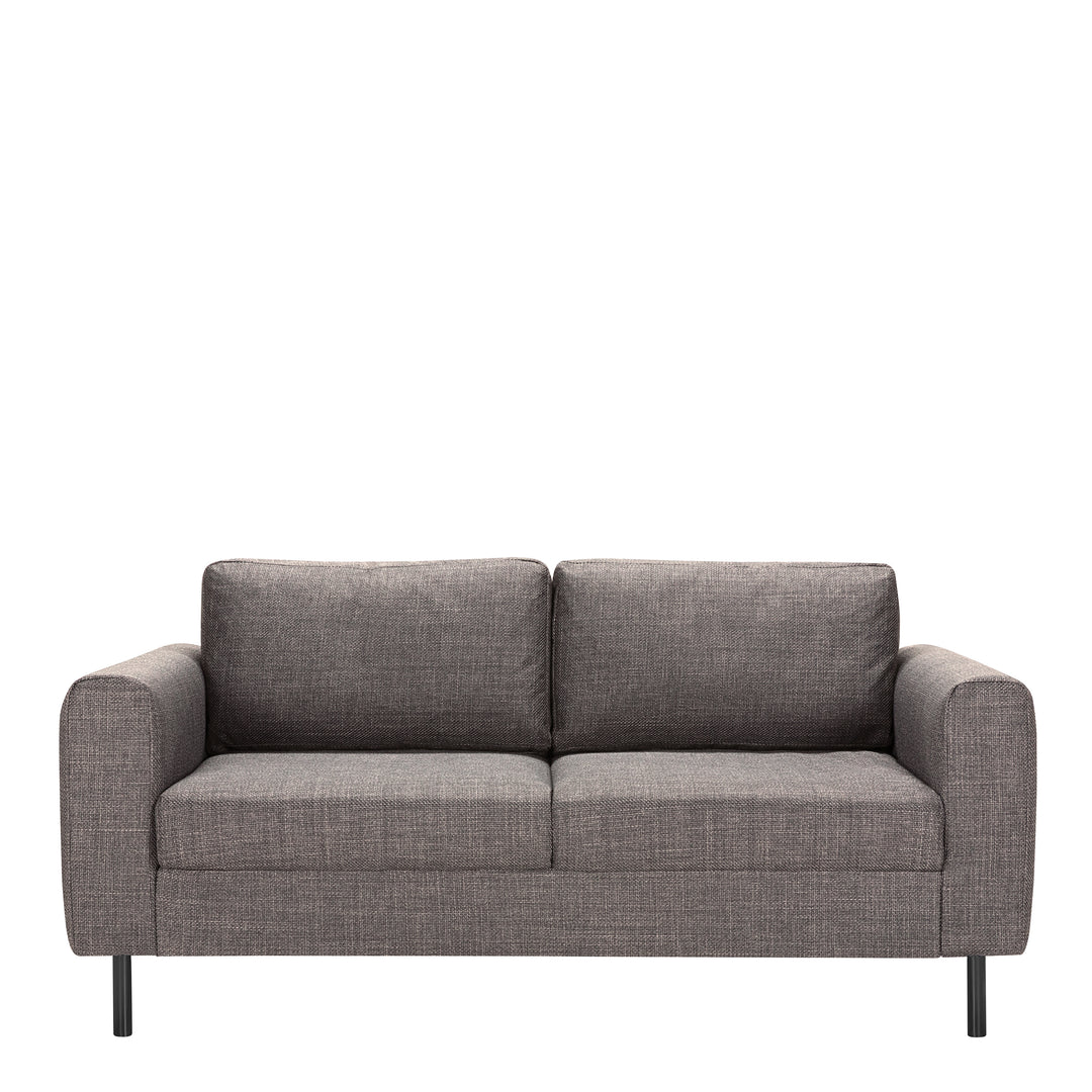 Omaha 2.5+3-Seater Sofa in Basel Light Grey Brown Fabric, Base Matt Black Steel