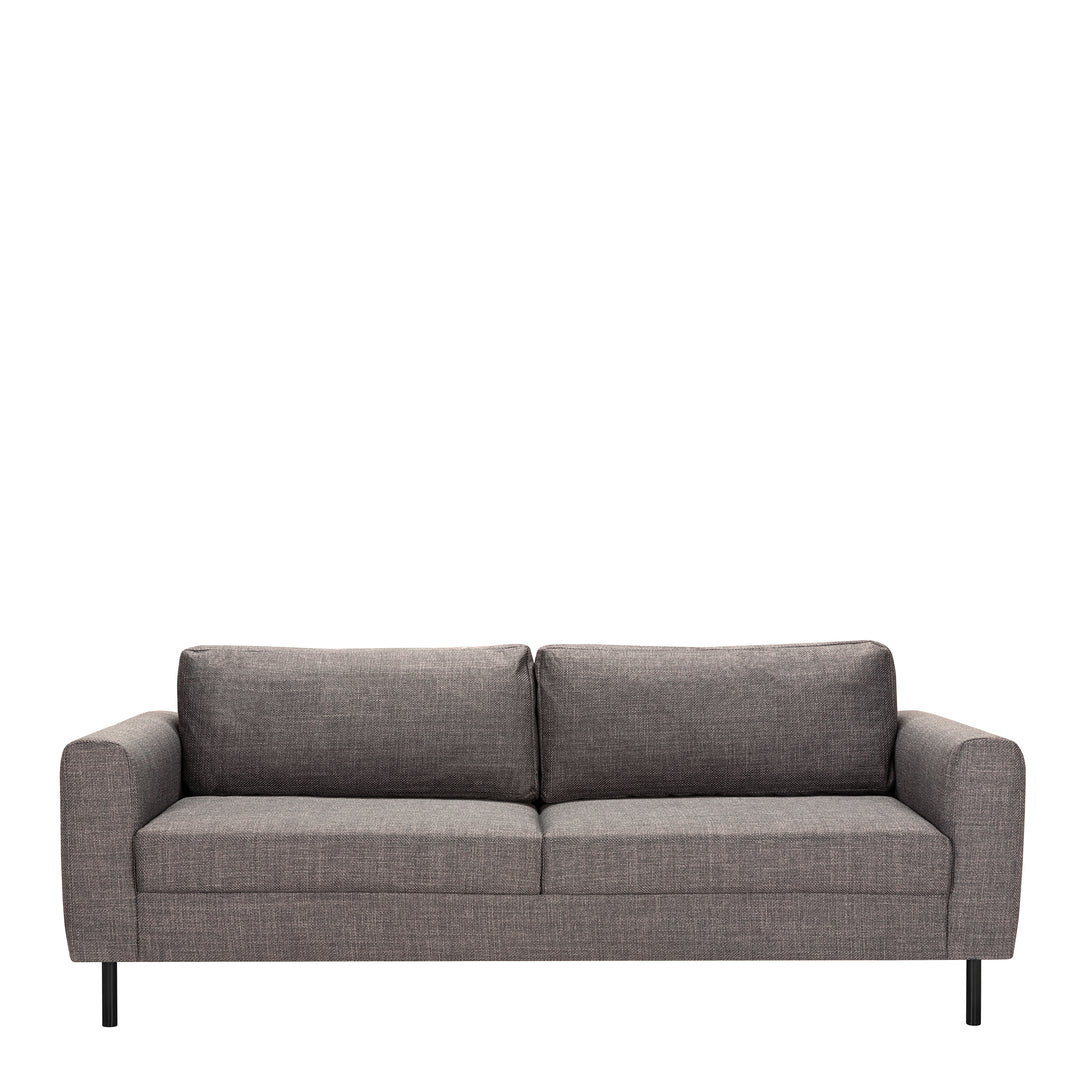 Omaha 3+3-Seater Sofa in Basel Light Grey Brown Fabric, Base Matt Black Steel