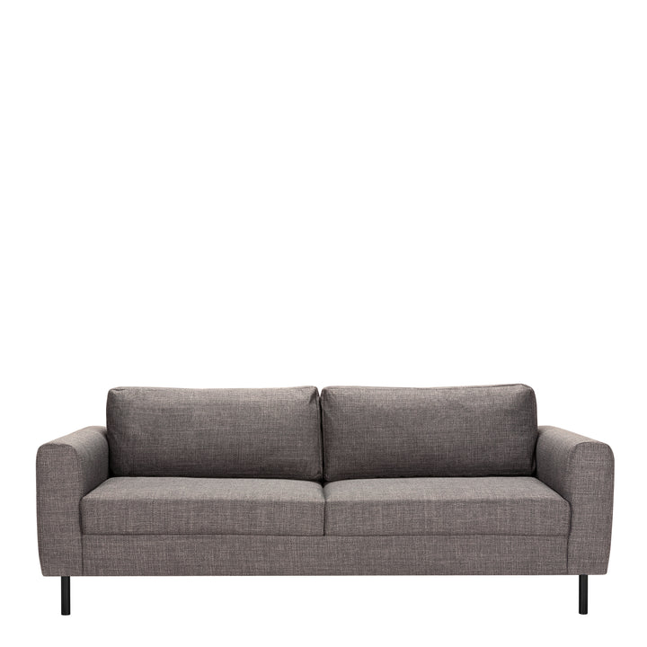 Omaha 3+3-Seater Sofa in Basel Light Grey Brown Fabric, Base Matt Black Steel