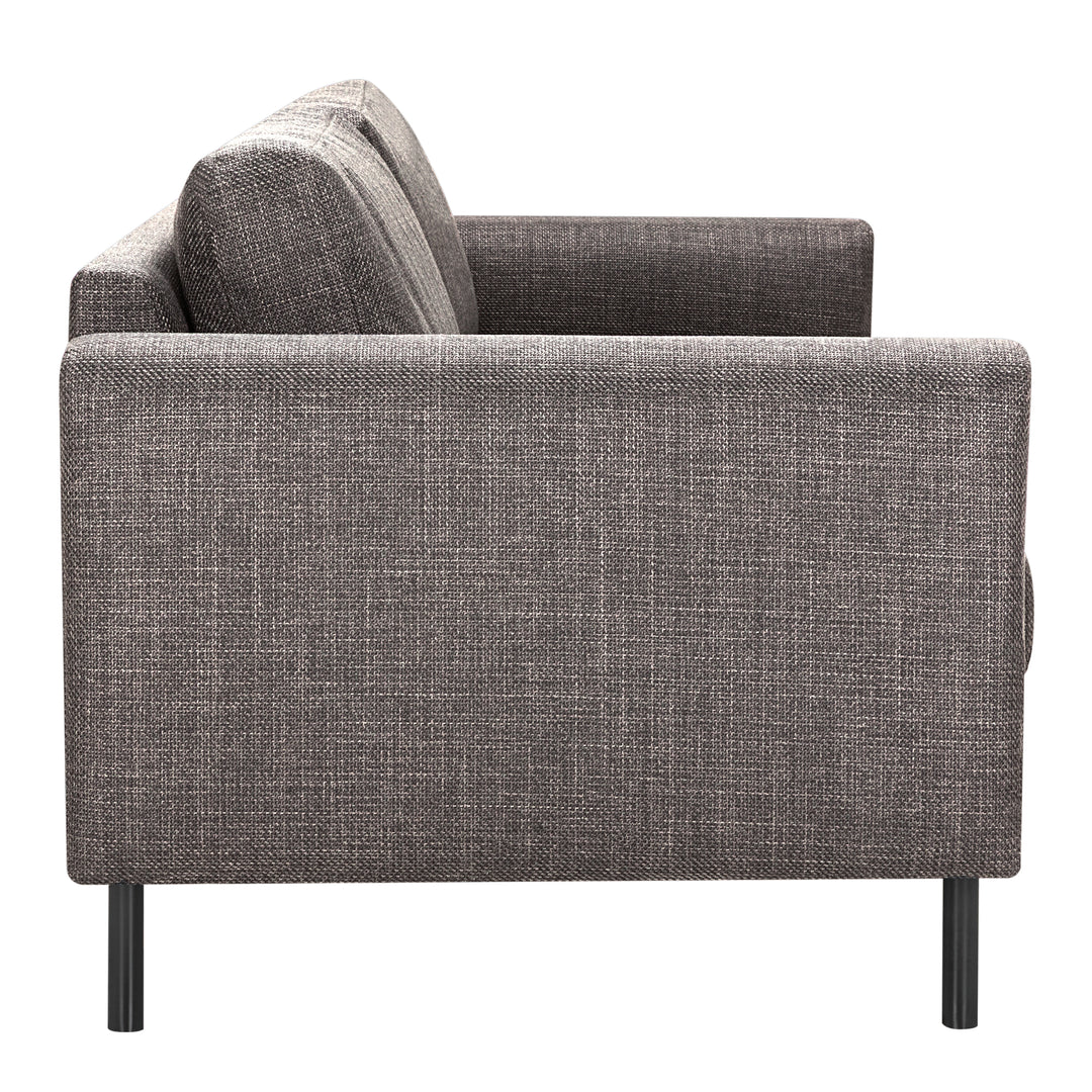 Omaha 3+3-Seater Sofa in Basel Light Grey Brown Fabric, Base Matt Black Steel