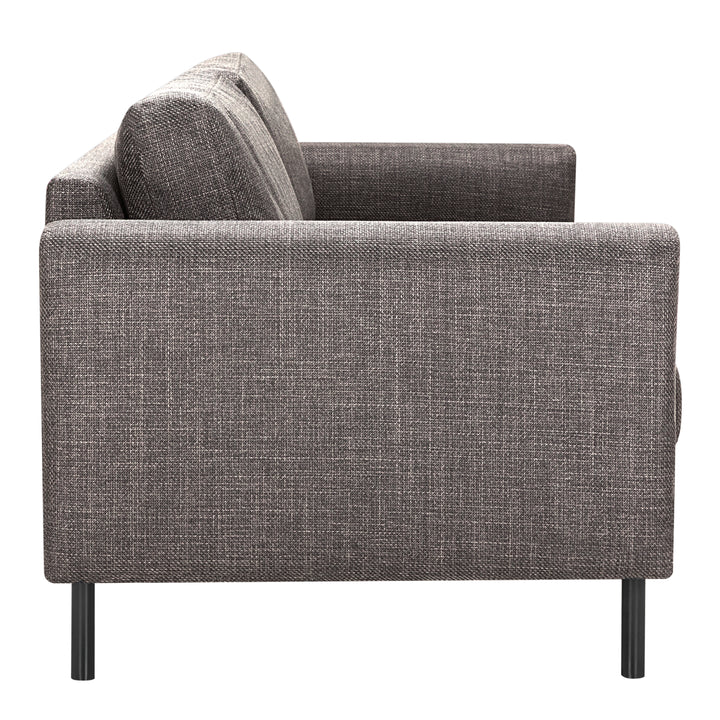 Omaha 3+3-Seater Sofa in Basel Light Grey Brown Fabric, Base Matt Black Steel