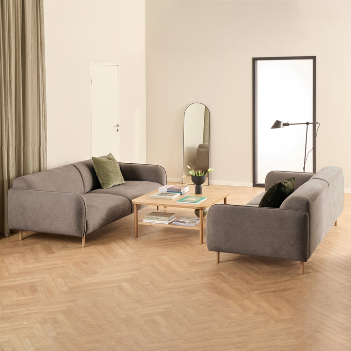 Westham 3+3-Seater Sofa in Fay Fabric Dusty Brown 21 Fabric, Base in Matt Oak