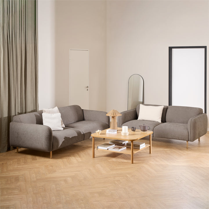 Westham 2+3-Seater Sofa in Fay Fabric Dusty Brown 21 Fabric, Base in Matt Oak