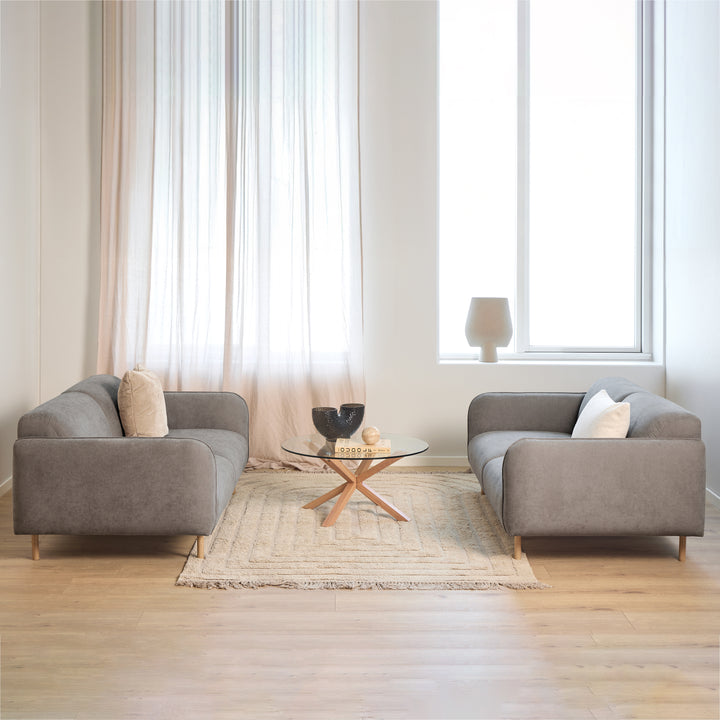 Westham 2+2-Seater Sofa in Fay Fabric Dusty Brown 21 Fabric, Base in Matt Oak