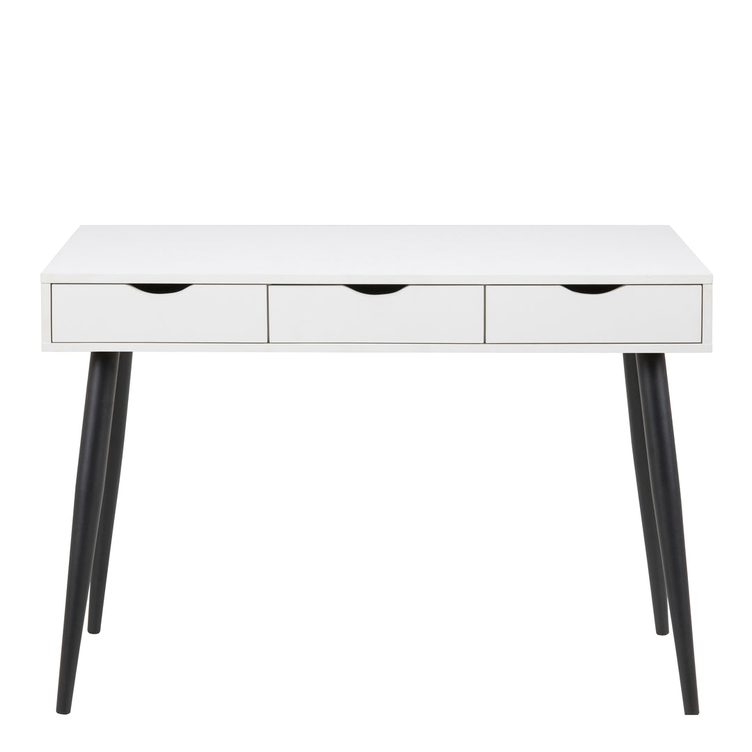 Neptun 3 Drawer Office Desk in White with Black Legs