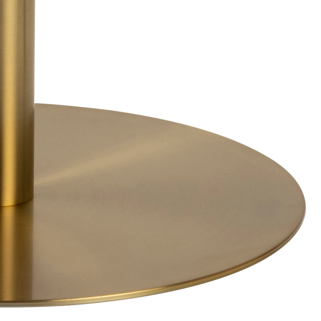 Corby Round Dining Table with White Polished Marble Top &amp; Gold Base inc 4 Batilda Dining Chairs in Cream/Oak Legs