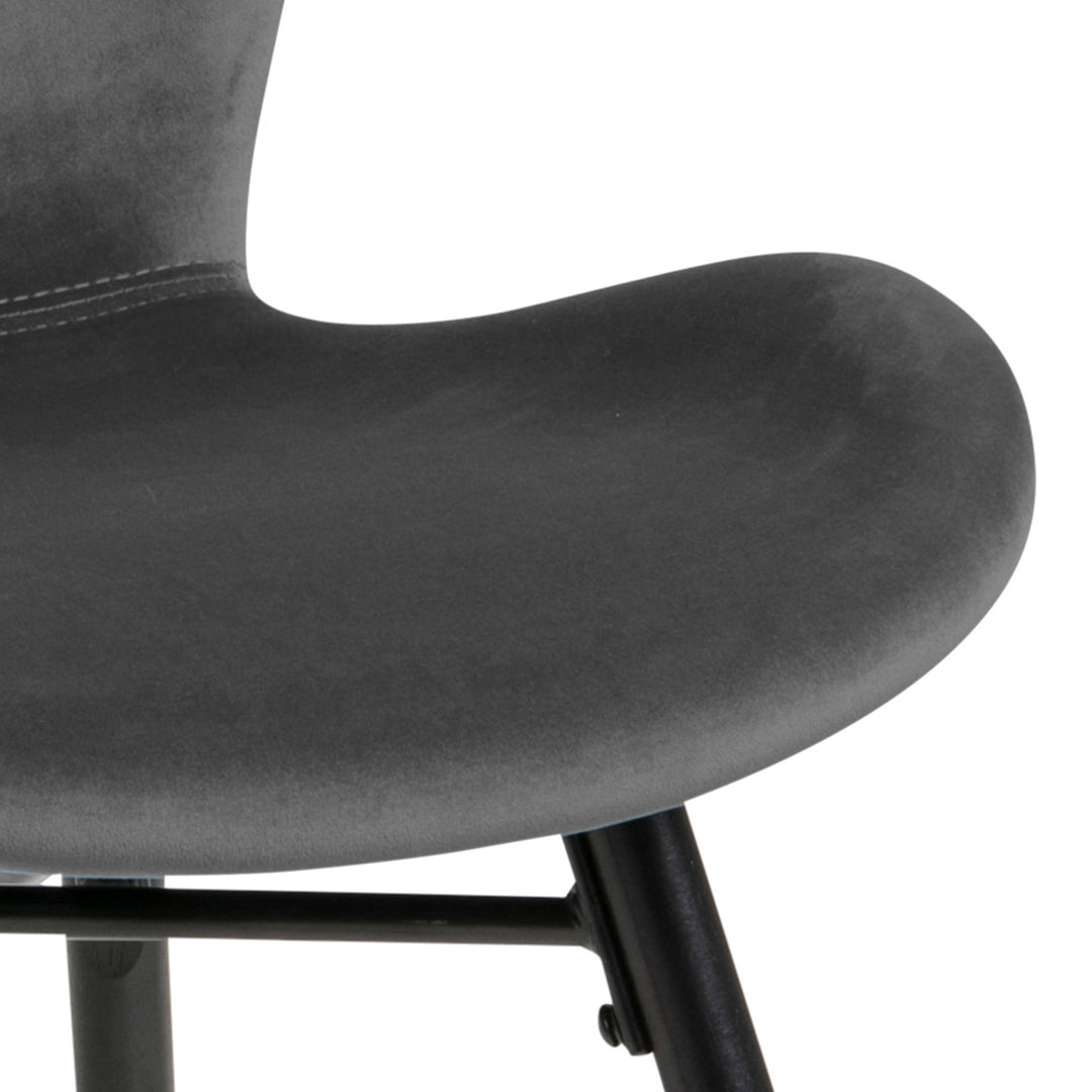 Corby Round Dining Table with White Polished Marble Top &amp; Black Base includes 4 Batilda Dining Chairs in Dark Grey