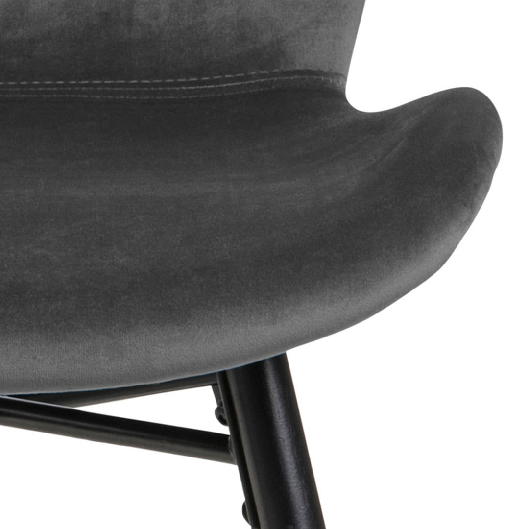 Corby Round Dining Table with White Polished Marble Top &amp; Black Base includes 4 Batilda Dining Chairs in Dark Grey