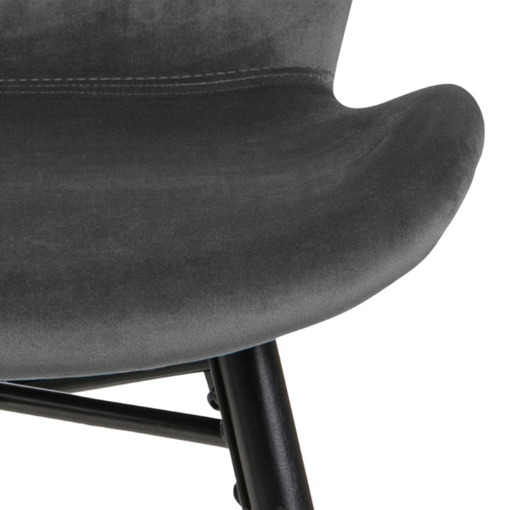 Corby Round Dining Table with White Polished Marble Top &amp; Black Base includes 4 Batilda Dining Chairs in Dark Grey