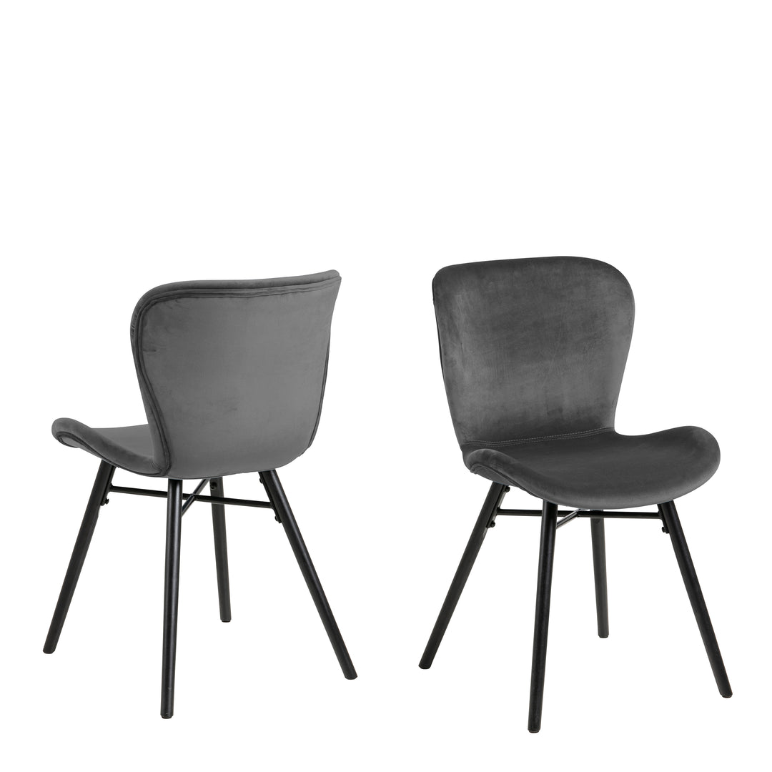 Corby Round Dining Table with White Polished Marble Top &amp; Black Base includes 4 Batilda Dining Chairs in Dark Grey