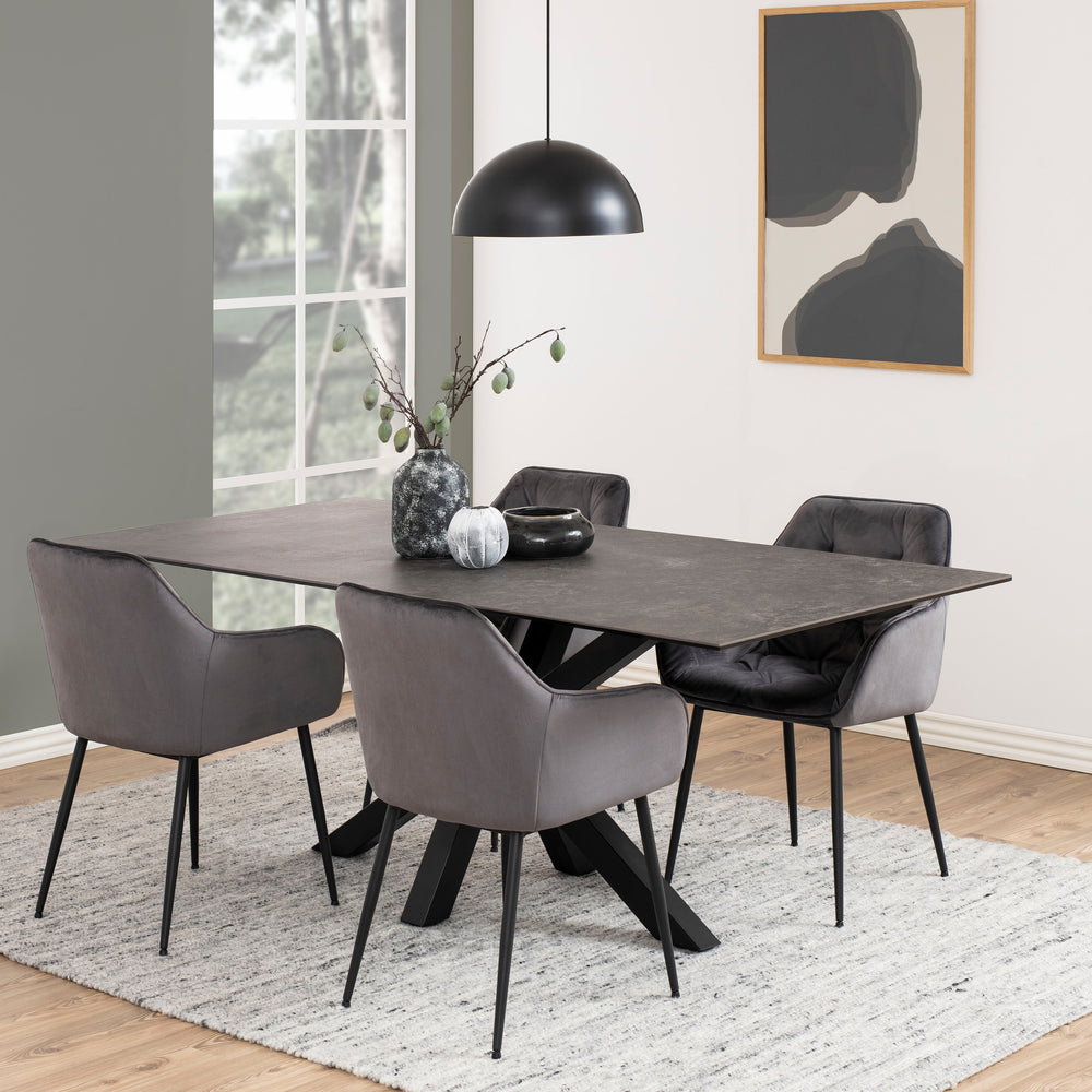 Heaven Dining Table with Ceramic Black Top - TidySpaces