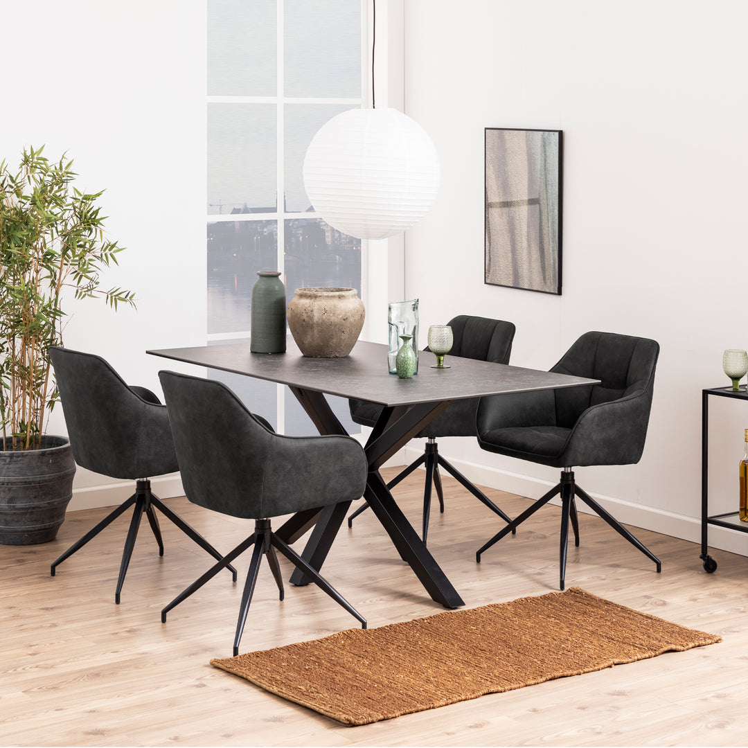 Heaven Dining Table in Ceramic  Black Top 160x75.5cm