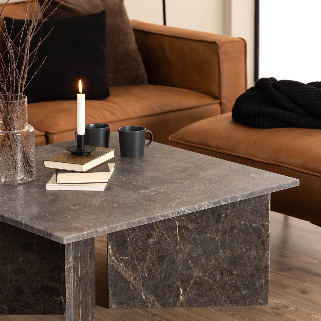 Vega Coffee Table with Marron Marble Top 90cm