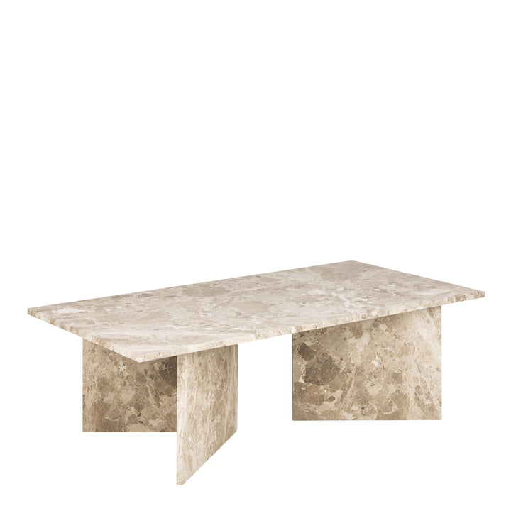 Vega Rectangular Coffee Table in Brown Marble Top 140cm