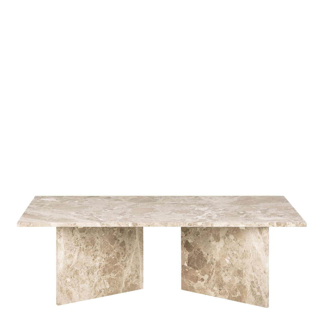 Vega Rectangular Coffee Table in Brown Marble Top 140cm