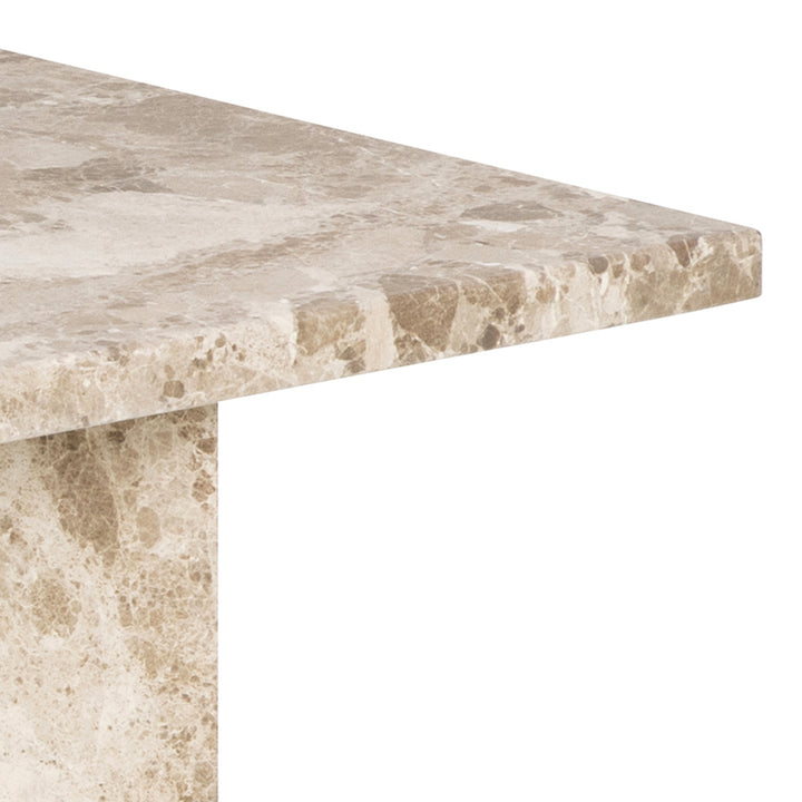 Vega Rectangular Coffee Table in Brown Marble Top 140cm