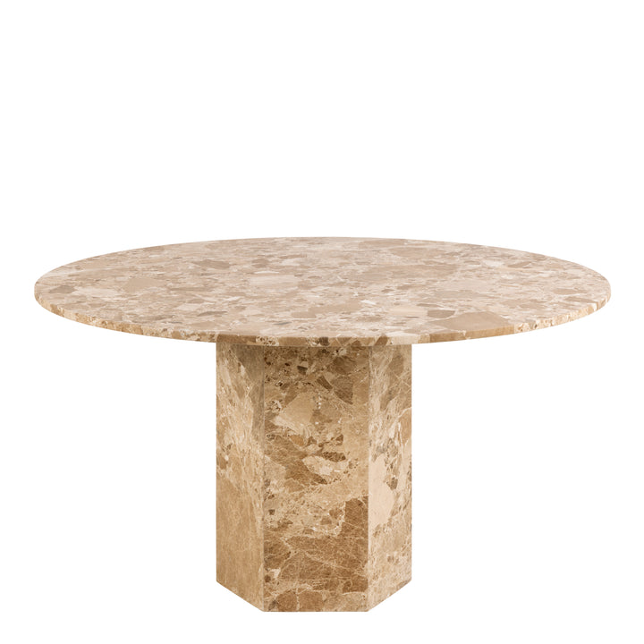 Naxos Round Dining Table in Brown Marble