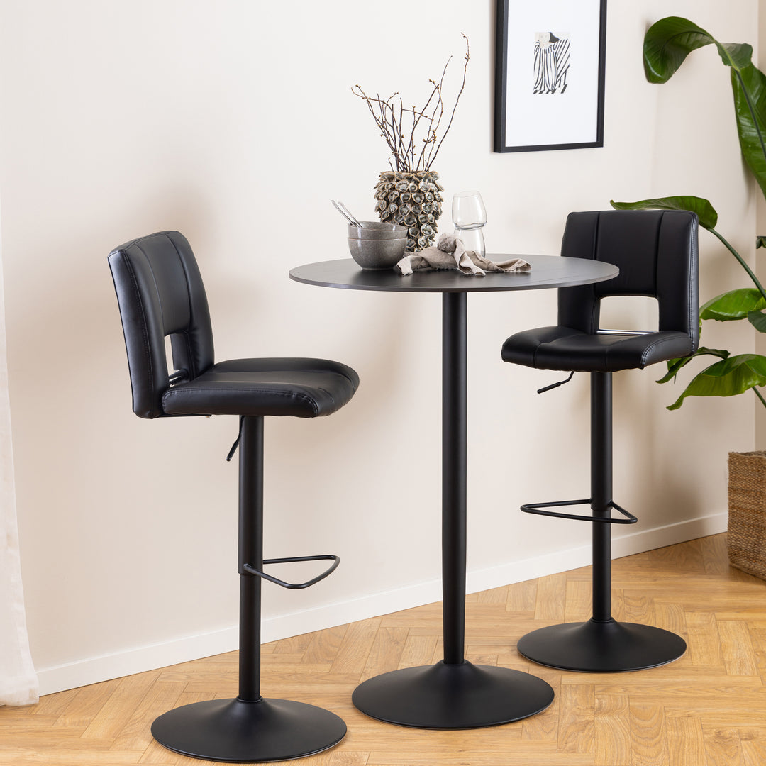 Malta Ceramic Round Bar Table in Matt Black