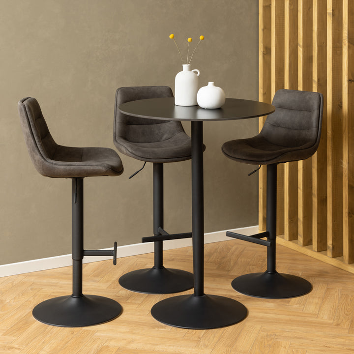 Malta Ceramic Round Bar Table in Matt Black