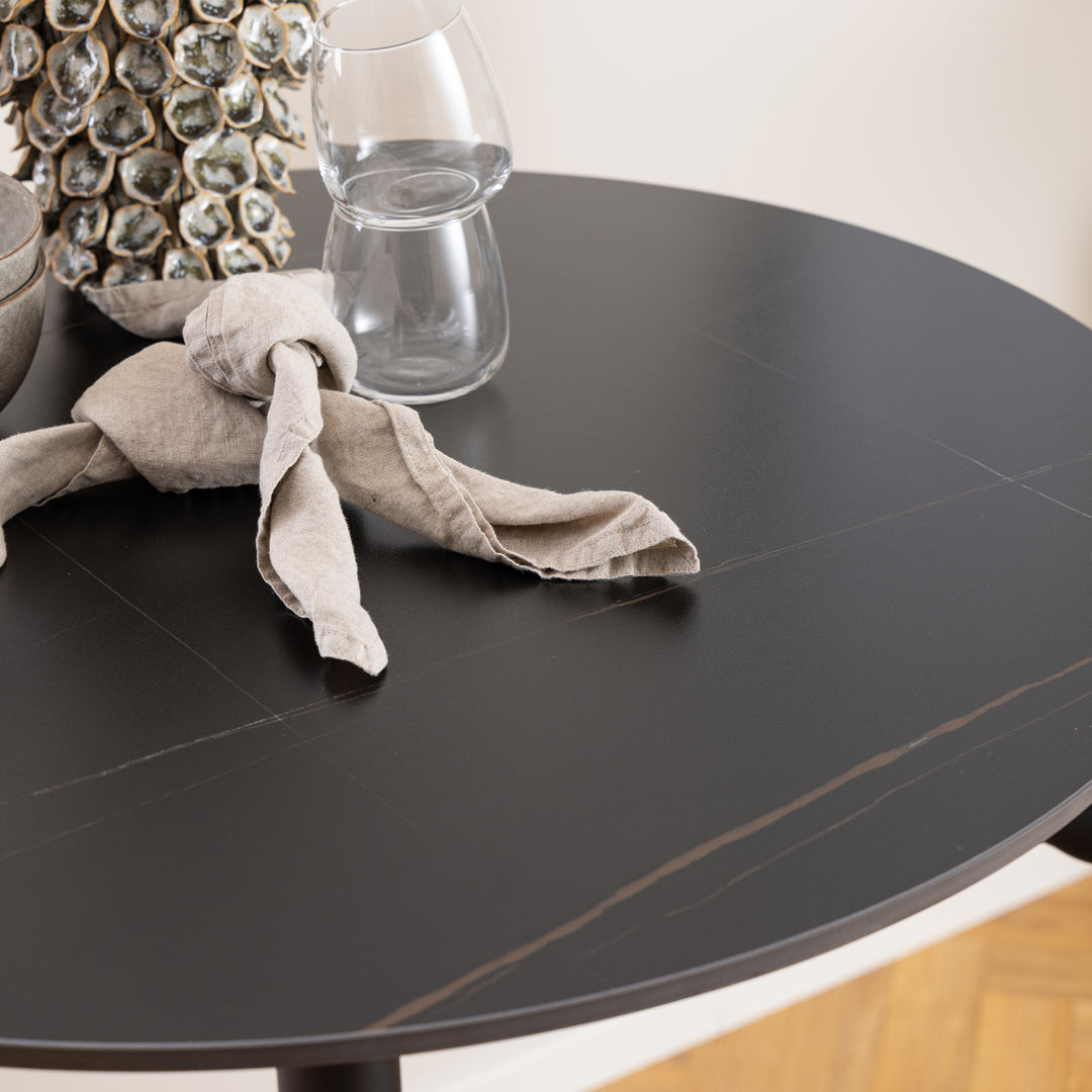 Malta Ceramic Round Bar Table in Matt Black