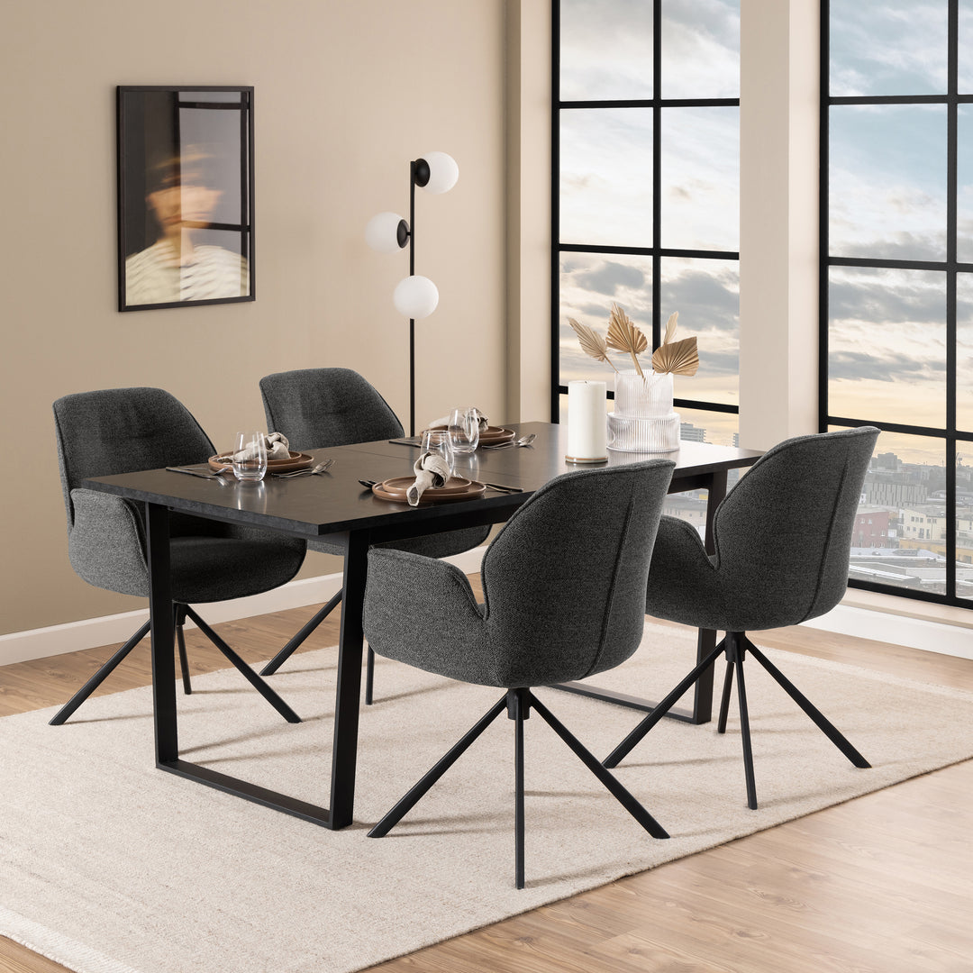 Amble Dining Table with Black Marble Effect - TidySpaces