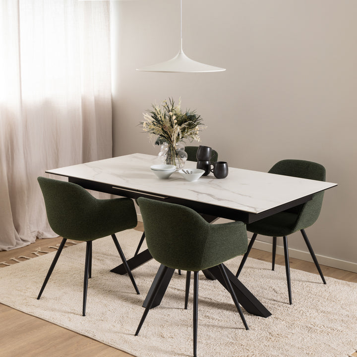 Heaven Extendable Dining Table with Ceramic White Top 168cm