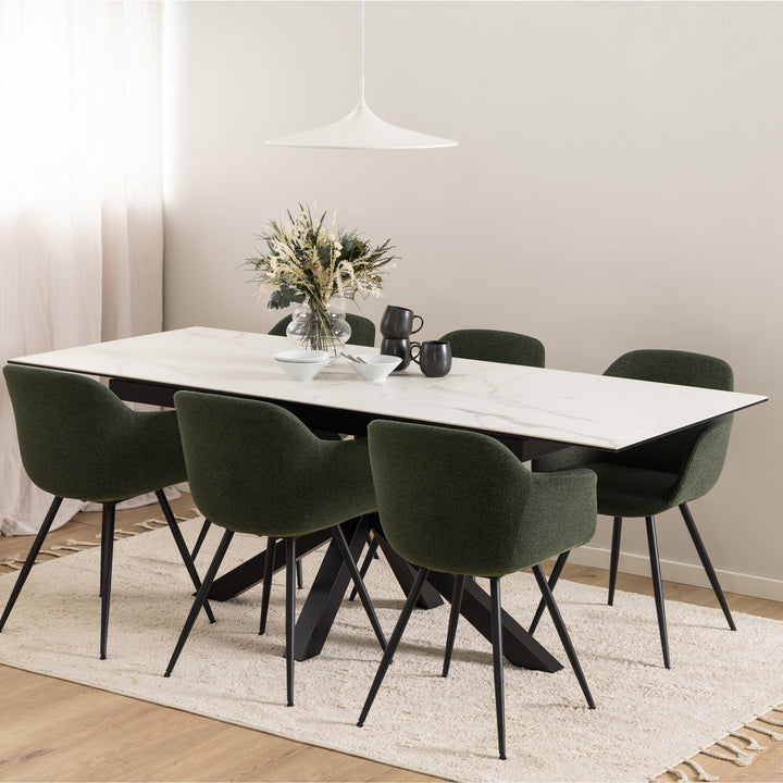 Heaven Extendable Dining Table with Ceramic White Top 168cm