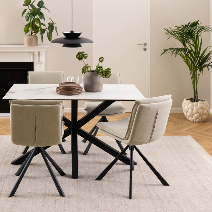Heaven Dining Table with Ceramic White Top 135cm