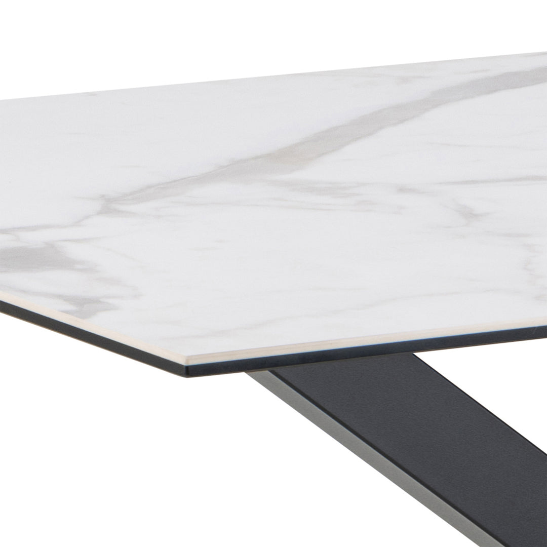 Heaven Dining Table with Ceramic White Top 135cm