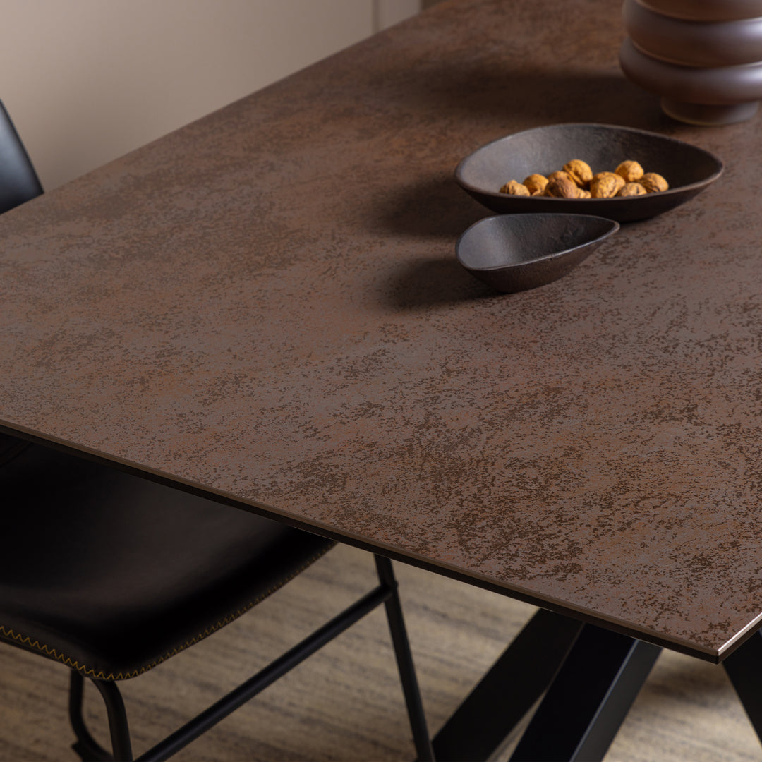 Heaven Dining Table in Ceramic Rusty Brown 160x75.5cm