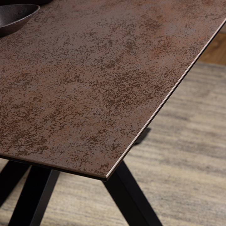 Heaven Dining Table in Ceramic Rusty Brown 160x75.5cm