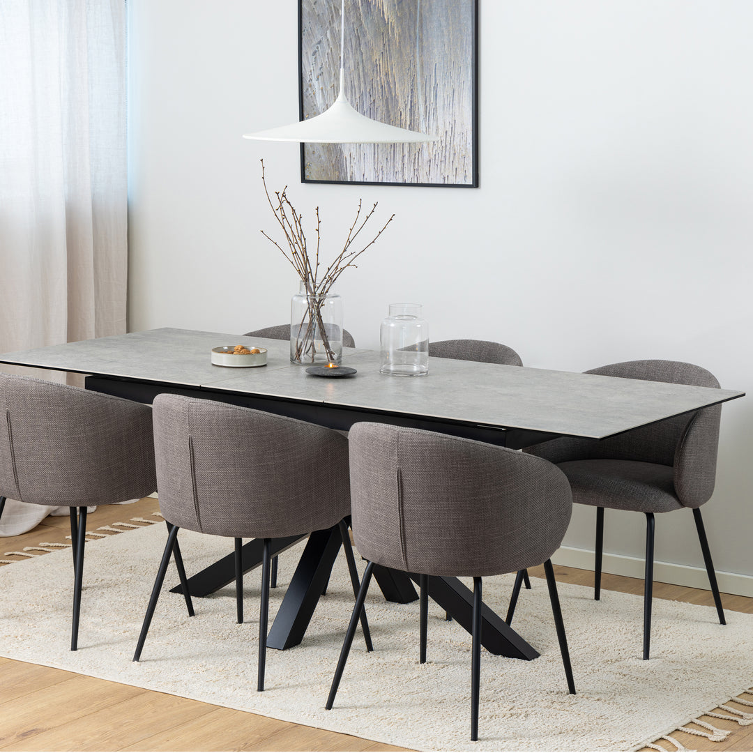 Heaven Extendable Dining Table with Ceramic Grey Top 168cm