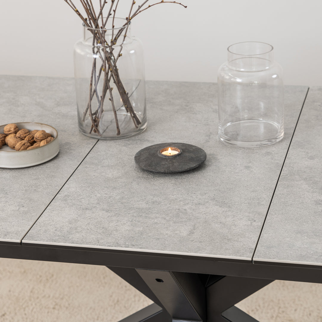 Heaven Extendable Dining Table with Ceramic Grey Top 168cm