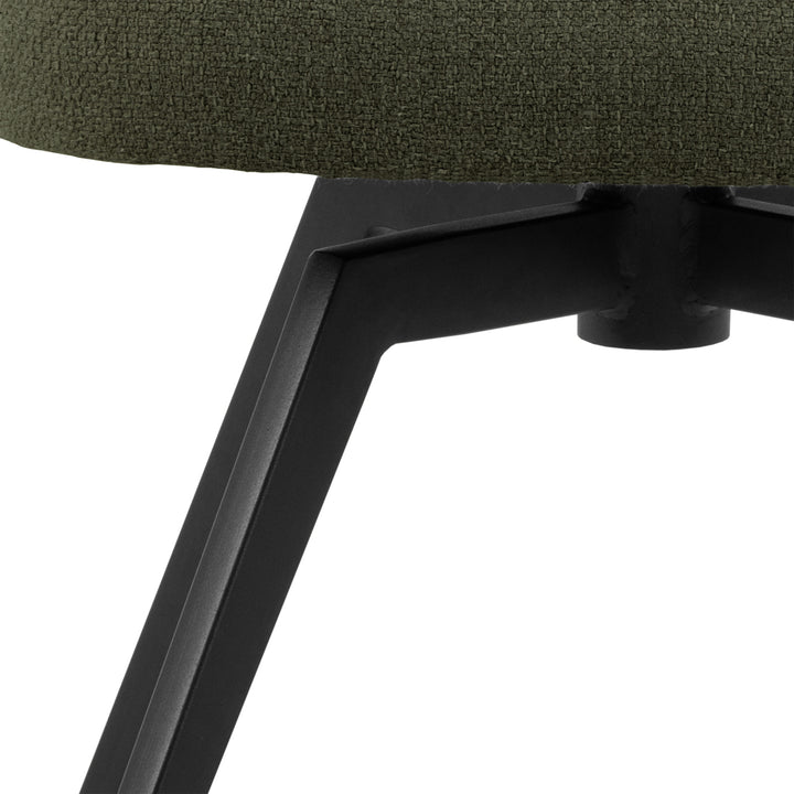 Soli Round Dining Table in Oak/Black 120x75cm Included 4 Darlene Dining Chair with Armrest and Swivel Function in Green