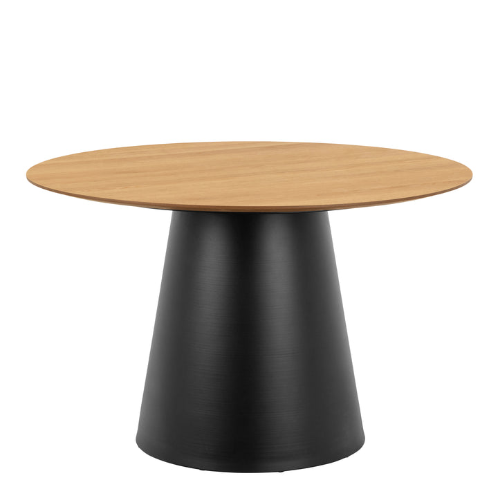 Soli Round Dining Table in Oak/Black 120x75cm Included 4 Darlene Dining Chair with Armrest and Swivel Function in Green