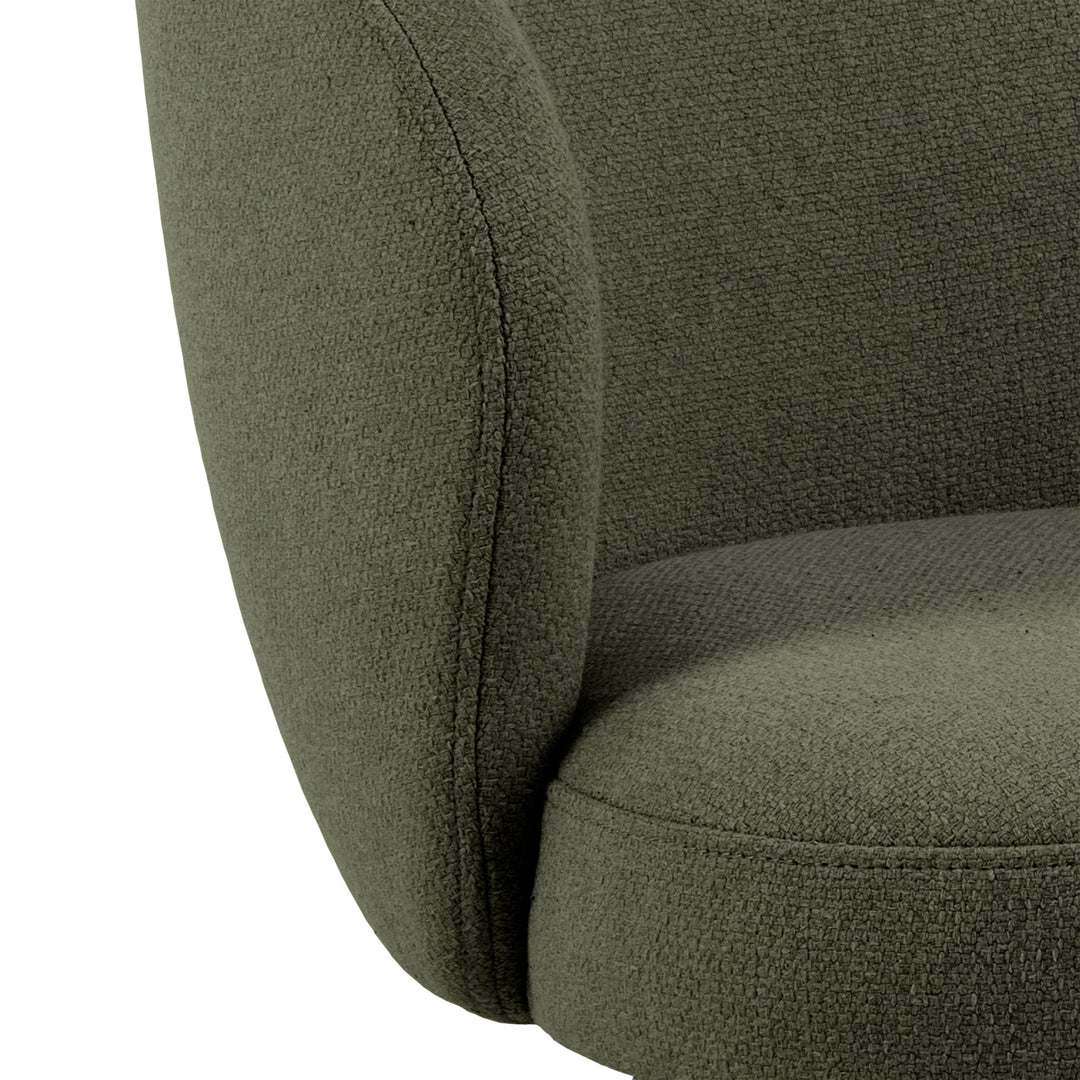 Soli Round Dining Table in Oak/Black 120x75cm Included 4 Darlene Dining Chair with Armrest and Swivel Function in Green