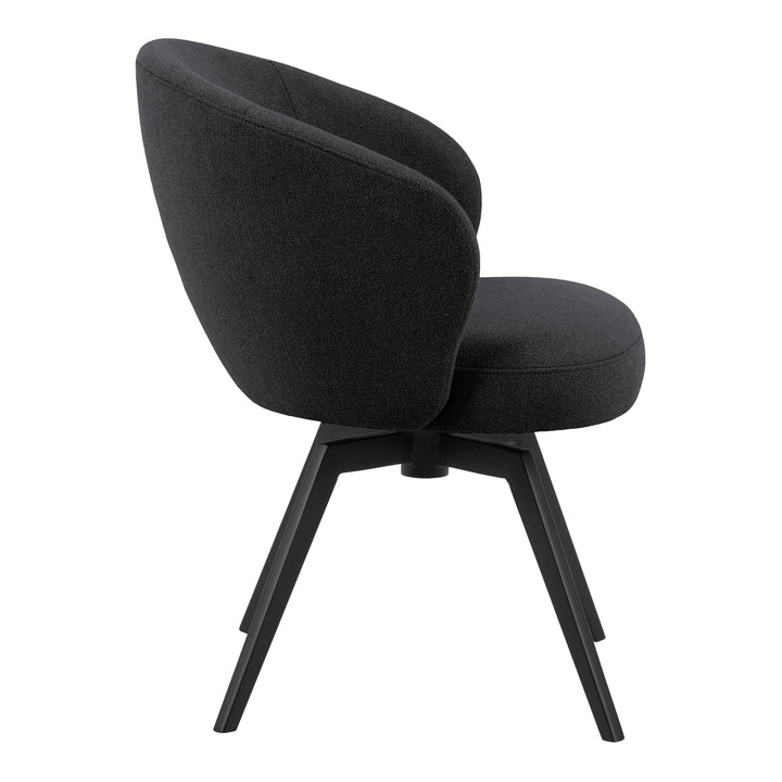 Soli Round Dining Table in Oak/Black 120x75cm Included 4 Darlene Dining Chair with Armrest and Swivel Function in Black