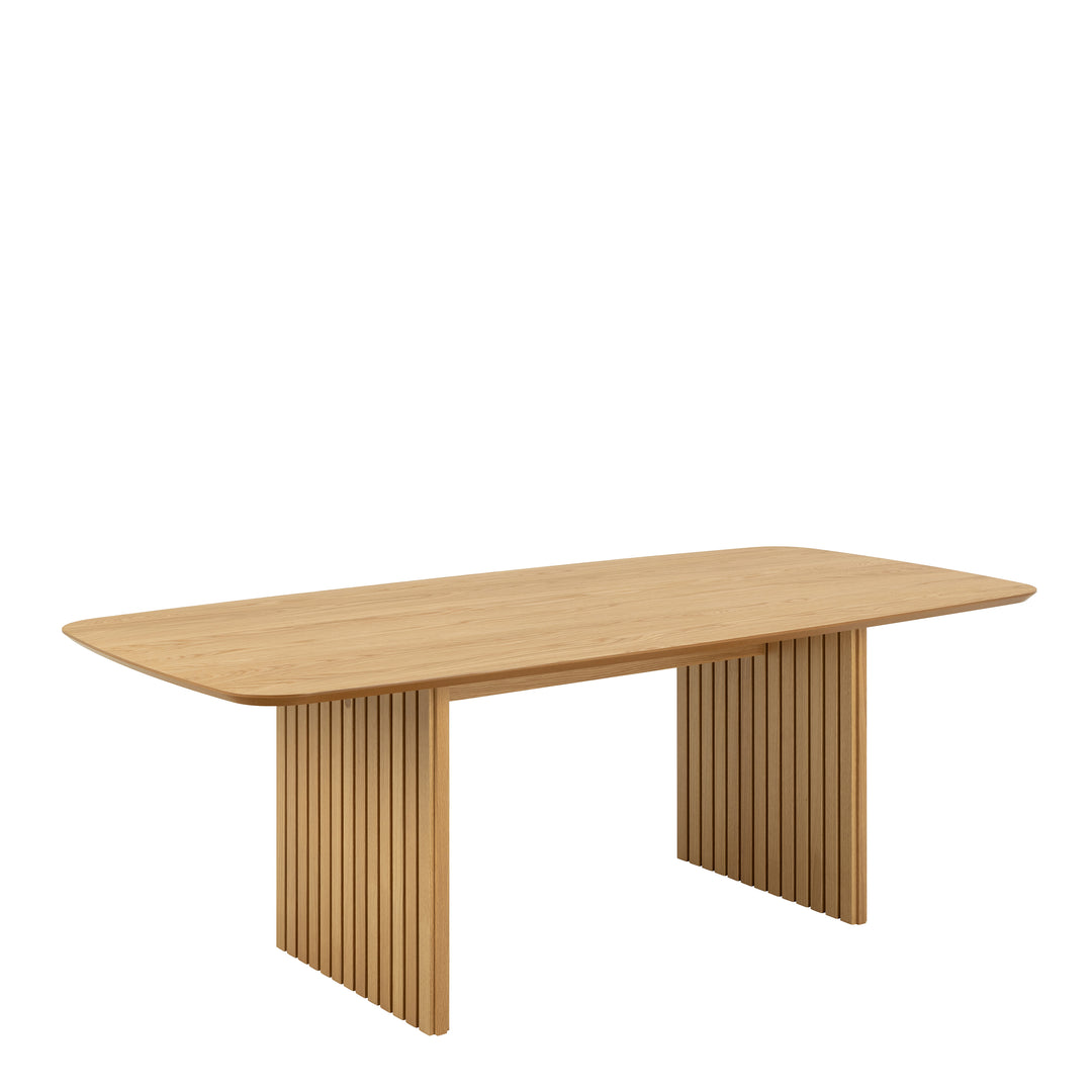 Christo Dining Table in Oak 220x75cm including 6 Lima Dining Chairs with Armrest in Black