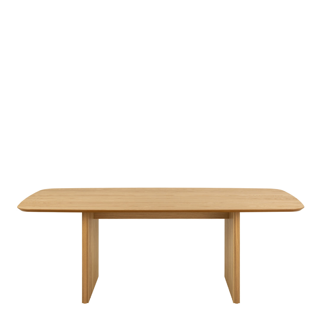 Christo Dining Table in Oak 220x75cm including 6 Lima Dining Chairs with Armrest in Black